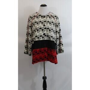 MOONLIGHT Y&S Sz L Large Black Ivory Red Jacket Cardigan NWT Wearable Art